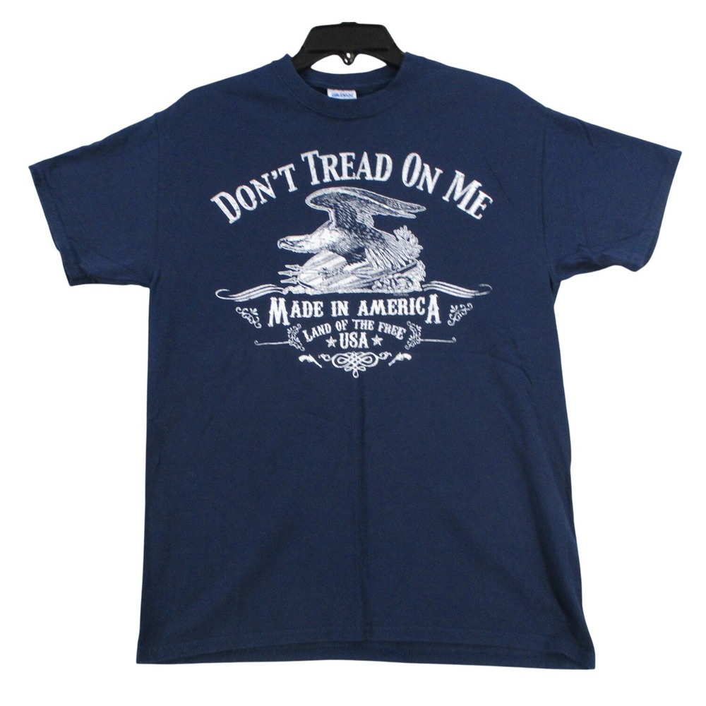 Gildan Mens Don't Tread On Me Eagle T-Shirt Navy Blue Graphic Tee Medium